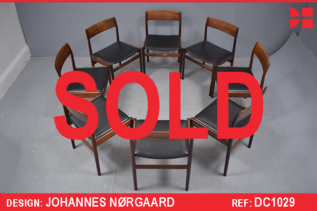 Johannes Norgaard design set of 8 vintage rosewood dining chairs