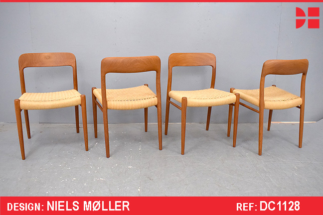 Set of 4 vintage Niels Moller teak dining chairs | Model 75