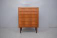 1960s Design chest of drawers in teak with carved lip handles - view 3