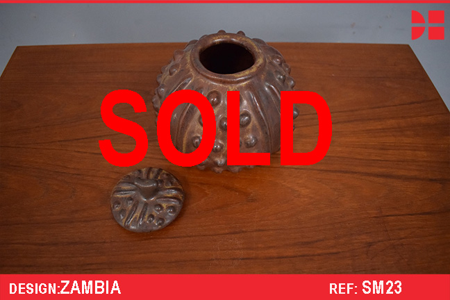 Vintage intricate Zambian pot with decorative lid 
