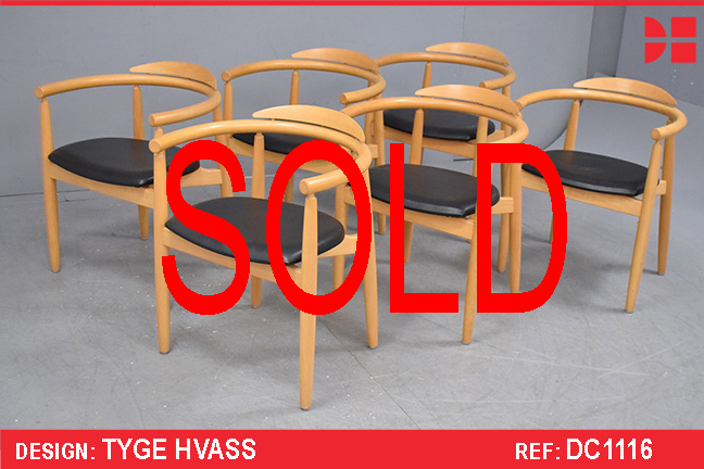 Set of 6 beech frame dining chairs | Tyge Hvass