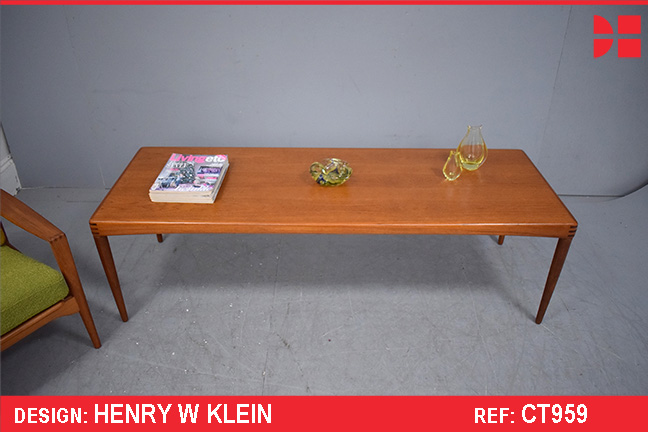 Henry Klein design teak coffee table with rosewood inlaid corners
