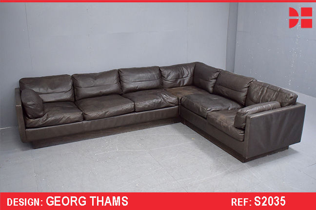 Vintage 6-seater corner sofa in brown leather | Georg Thams