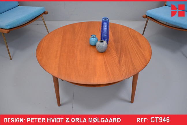 Vintage teak circular lounge table | Peter Hvidt & Orla Molgaard design