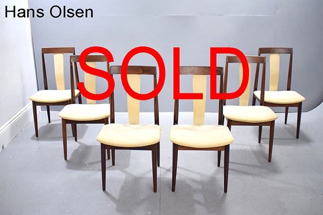 Hans Olsen vintage rosewood high back dining chairs