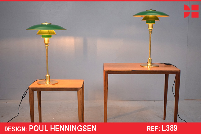 Poul Henningsen table lamp model PH3/2 in green & brass