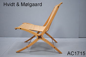 Rare laminated beech X chair by Peter Hvidt & Orla Mlgaard