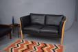 Vintage black leather 2 seat box sofa by Stouby - view 11