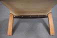 Dark brown leather foot rest with beech frame - view 7