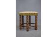 Antique embroided stool with turned oak legs - view 4