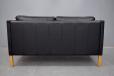 Vintage black leather 2 seater box sofa with oak legs - view 9