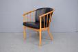 Modern Danish beech frame tub chair with leather cushions - view 3