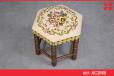 Antique embroided stool with turned oak legs - view 1