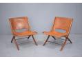 Original tan leather X chairs by Hvidt Molgaard - 1958 design
