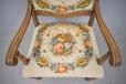 Antique oak throne chair with cross stich decorated upholstery - view 7