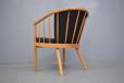 Modern Danish beech frame tub chair with leather cushions - view 8