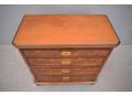 4 drawer bur walnut chest made by Danish apprentice cabinetmaker for sale.