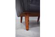 Vintage black leather & velvet armchair on rosewood legs - view 9