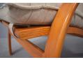 Beech wood framed high back armchair made in Denmark.