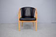 Modern Danish beech frame tub chair with leather cushions - view 4