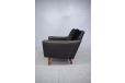 Vintage black leather & velvet armchair on rosewood legs - view 3