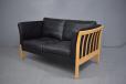 Vintage black leather 2 seat box sofa by Stouby - view 6