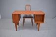 Beautiful vintage teak desk with open storage compartment on end and rear 