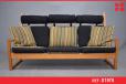 Vintage oak high back sofa with Rainbow upholstery - view 1