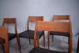 Stylish midcentury teak dining chair with original black vinly seat - MK175