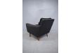 Vintage black leather & velvet armchair on rosewood legs - view 4