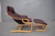 Krokken chair by Ake Fribytter in red ox leather with beech frame - view 6