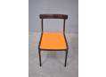 Bright orange wool seat fabric is new and contrasts the dark wood frame perfectly