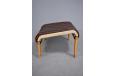 Dark brown leather foot rest with beech frame - view 4