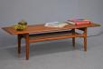 Vintage TRIOH coffee table with woven cane lower shelf - view 2