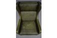 Classic wingback armchair in original green leather - view 7