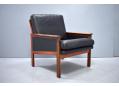 CAPELLA chair in rosewood and original black leather. 1959 design.