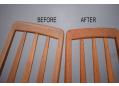 The chair frames showing the differenct of before being refurbished and after. 