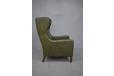 Classic wingback armchair in original green leather - view 3