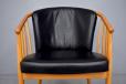 Modern Danish beech frame tub chair with leather cushions - view 6