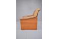 high back vintage armchair with brown buffalo leather upholstery