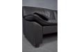 Modern black leather 2 seater sofa with zip cushions - view 9