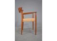 Teak frame dining chair with curved back rest & papercord seat