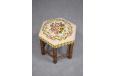 Antique embroided stool with turned oak legs - view 2