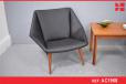 Atomic age 1950s easychair with new black leather upholstery - view 1