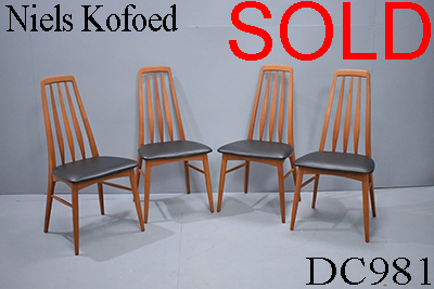Set of 4 EVA dining chairs in teak | NIELS KOFOED