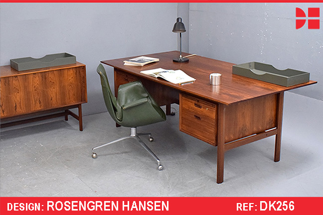 Large executive desk in vintage rosewood | Henry Rosengren Hansen