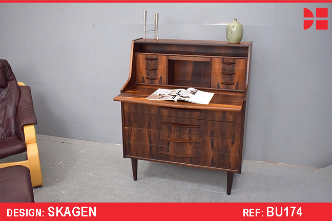 Vintage rosewood vanity unit with hidden mirror | SKAGEN