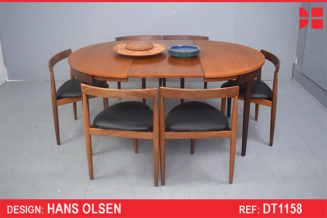 Vintage teak DINETTE suite with 6 chairs by Hans Olsen