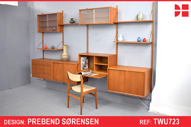 Modular 4 Bay vintage teak shelving system | Prebend Sorensen