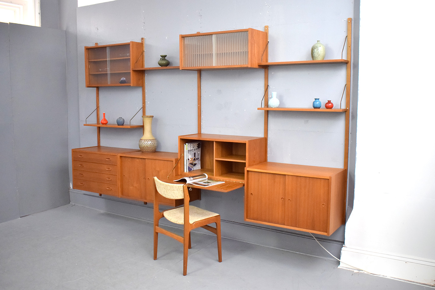 Modular 4 Bay vintage teak shelving system | Prebend Sorensen